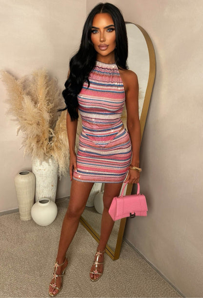 Dancing Forever Purple Lurex Striped Skirt Co-ord Set