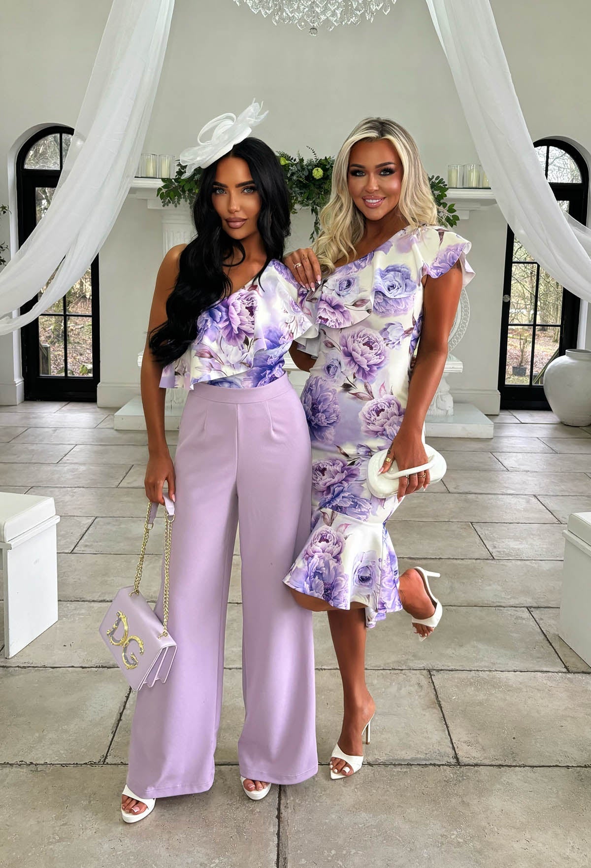 Darling Daydream Lilac Floral Asymmetric Ruffle Midi Dress