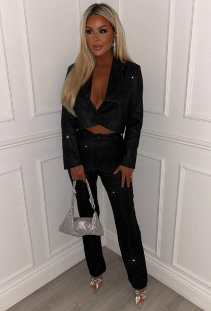 Divine Embrace Black Lurex Cropped Blazer