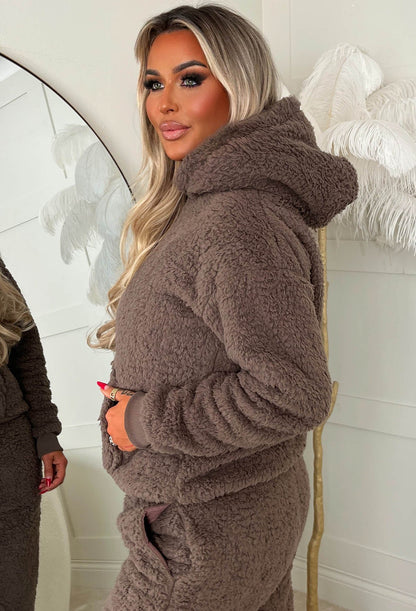 Do Not Disturb Brown Borg Hoodie And Joggers Lounge Set