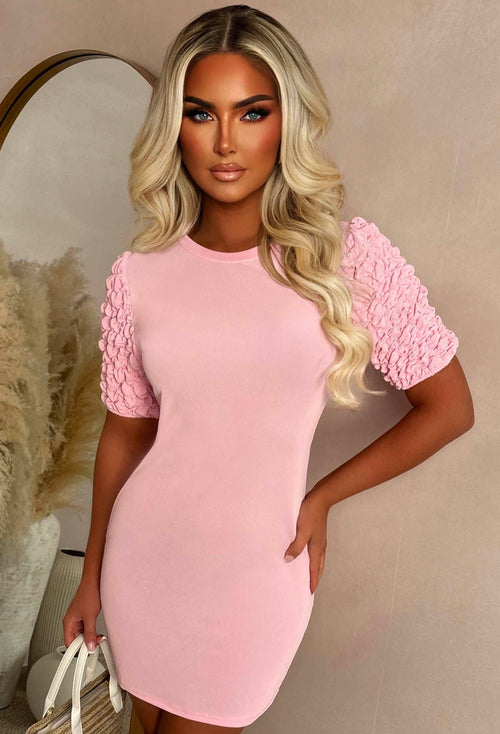 Doll House Pink Frilly Sleeve T Shirt Dress