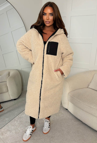 Double Trouble Black Reversible Borg Padded Puffer Coat