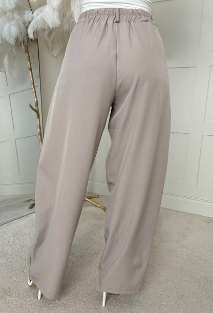 Dress For Success Mocha Barrel Fit Elasticated Waistband Trousers