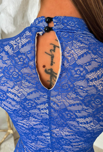 Enchant Mine Cobalt Keyhole Lace Bodysuit