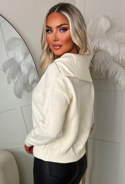 Endless Desire Cream Cream Zip Up Jumper