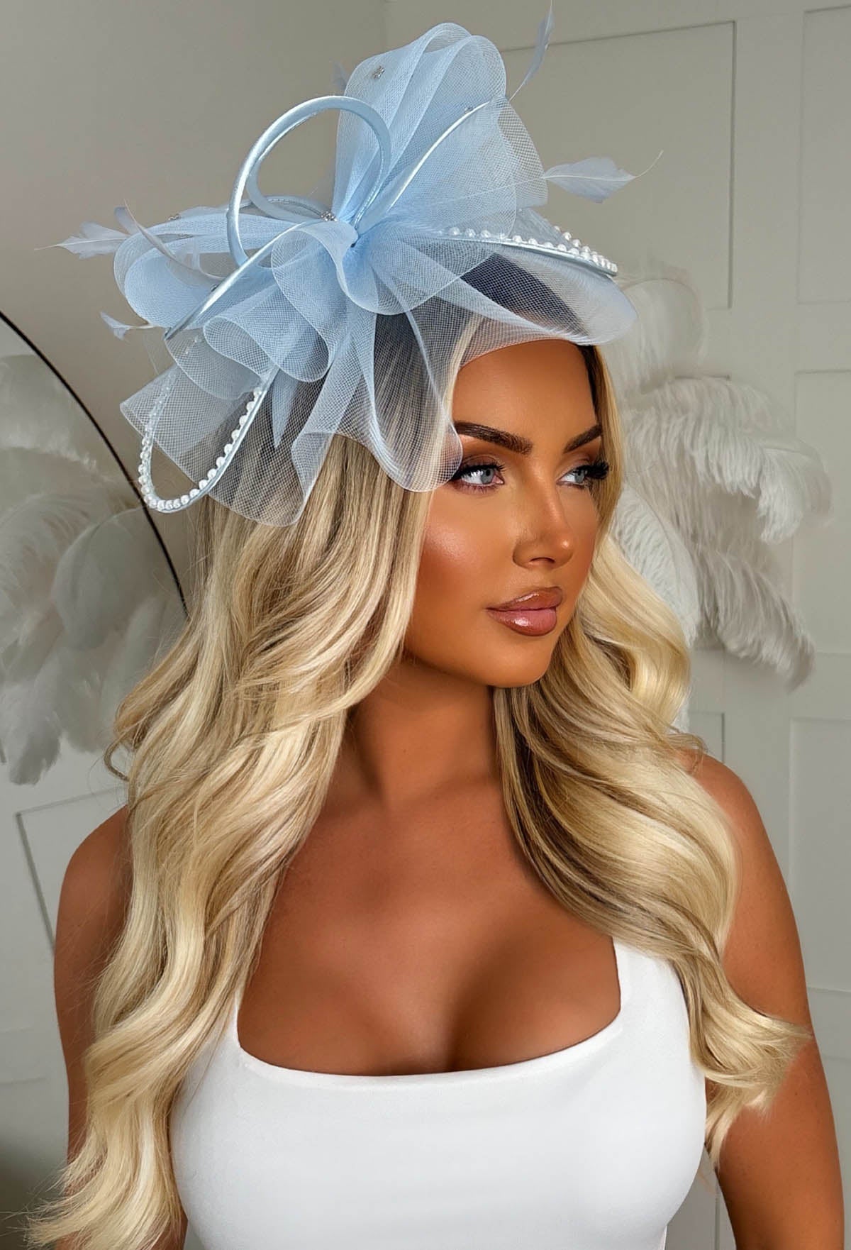 Eternity Baby Blue Diamante Veil Fascinator