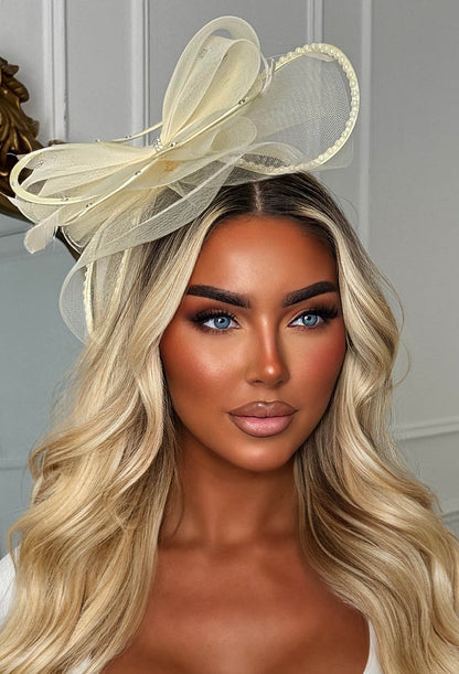 Eternity Butter Yellow Diamante Veil Fascinator