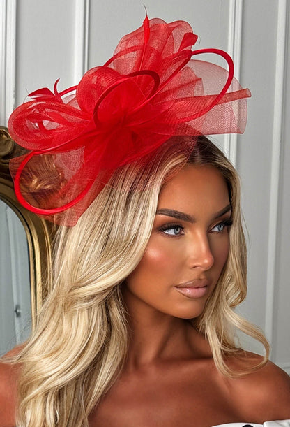Eternity Red Diamante Veil Fascinator