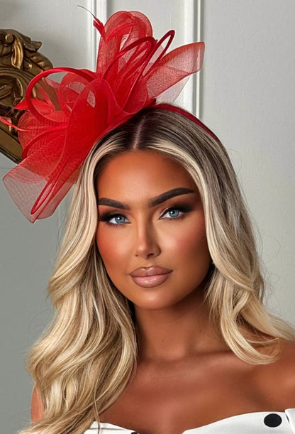 Eternity Red Diamante Veil Fascinator