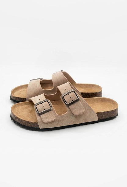 Everyday Chic Beige Strap & Buckle Sandals