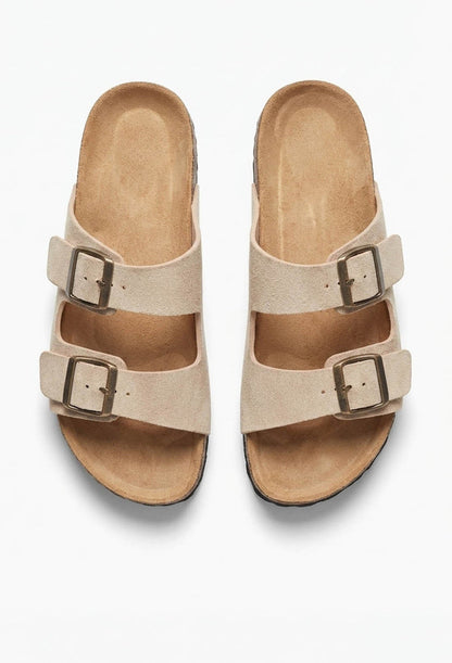 Everyday Chic Beige Strap & Buckle Sandals