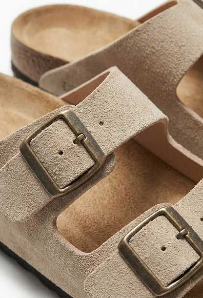 Everyday Chic Beige Strap & Buckle Sandals