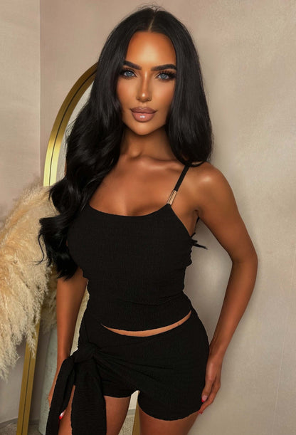 Everyday Sunshine Black Crinkle Top & Short Co-ord Set
