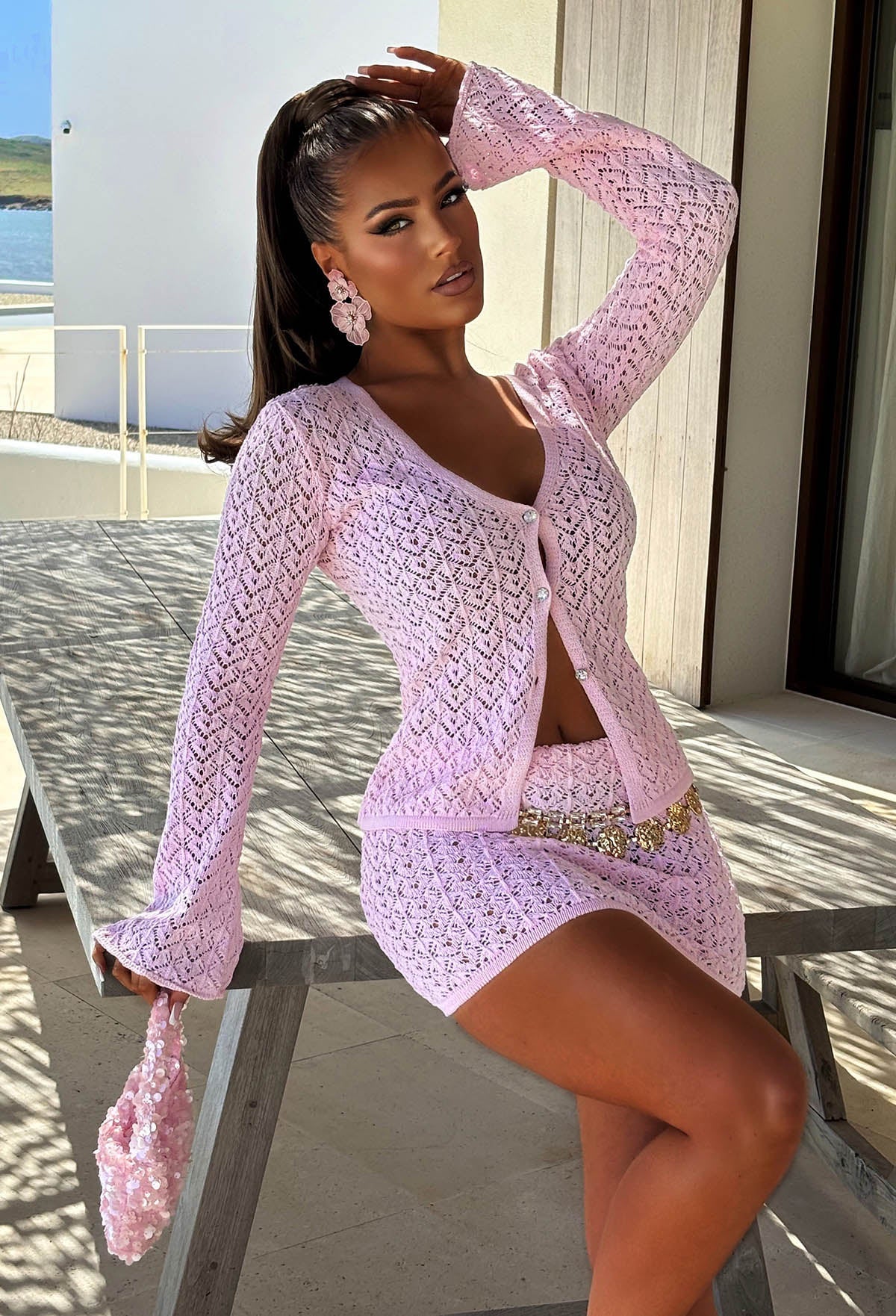 Exotic Glow Light Pink Crochet Skirt