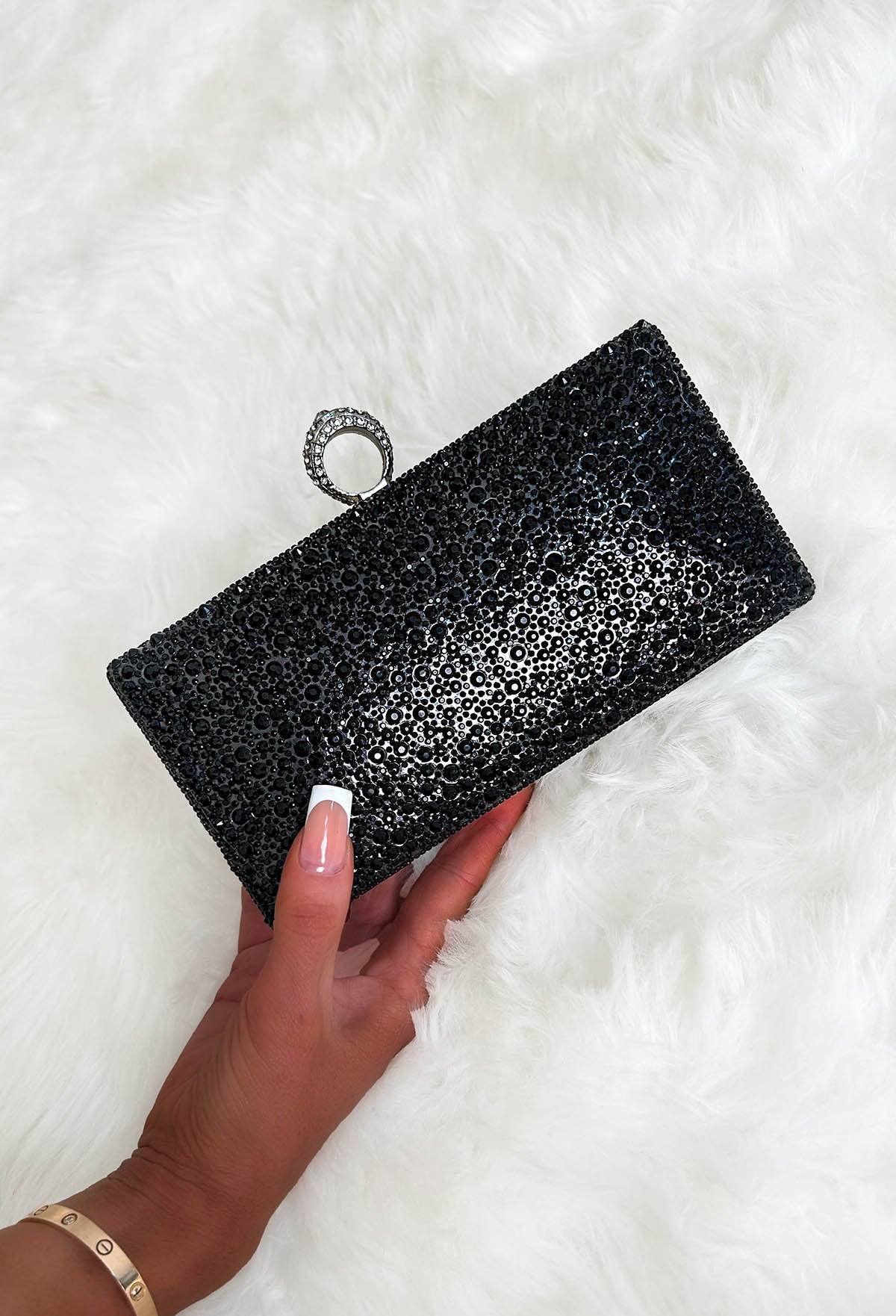 Extra Extra Black Diamante Detail Bag