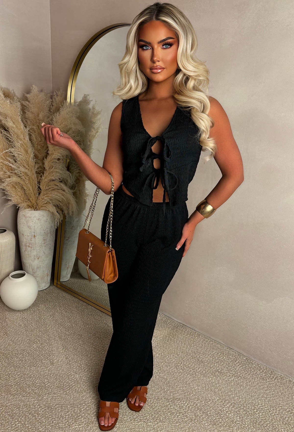 Fatal Attraction Black Tie Knot Top
