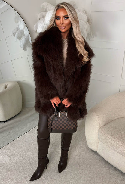 Faux Affair Brown Faux Fur Coat