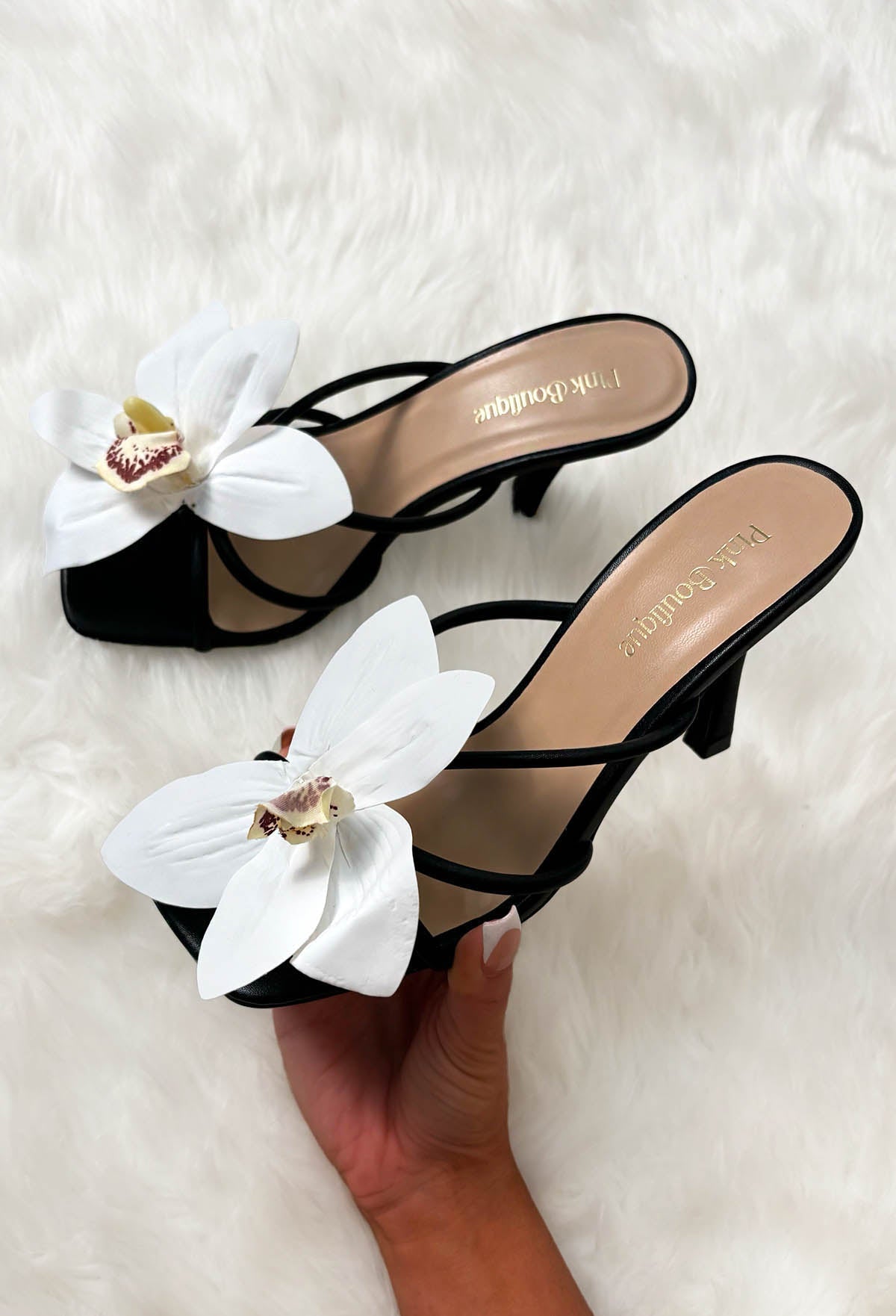 Feeling Pretty Black Flower Mules