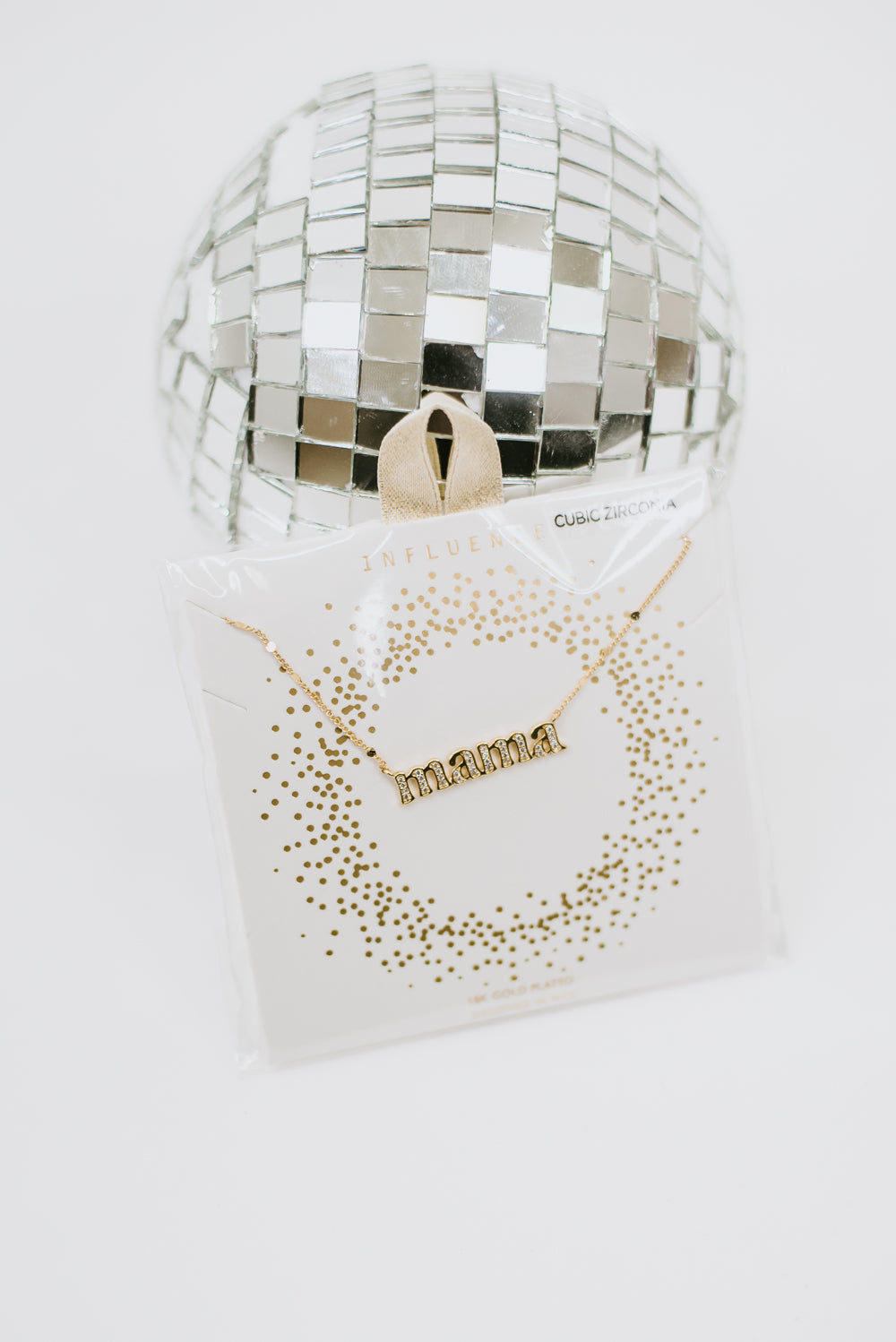 Carded Mama Script Necklace, Gold