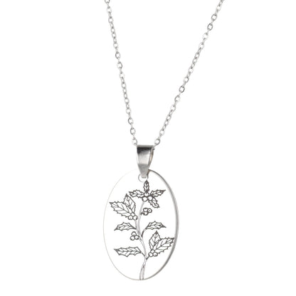 December Birth Flower Necklace - Holly