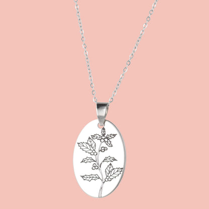 December Birth Flower Necklace - Holly