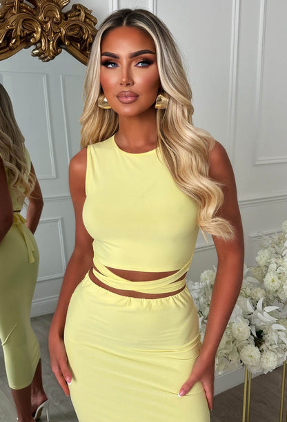 A Match Up Lemon Midi Wrap Around Co-Ord Set