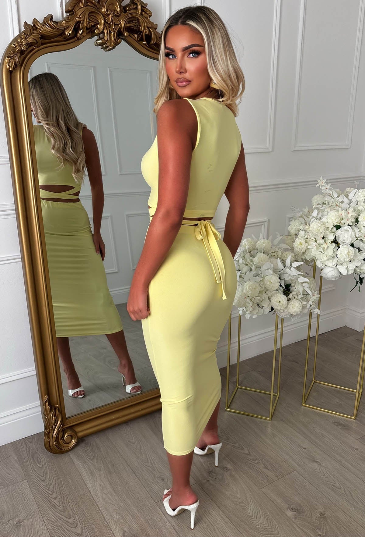 A Match Up Lemon Midi Wrap Around Co-Ord Set