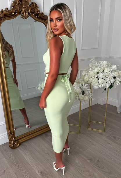 A Match Up Lime Midi Wrap Around Co-Ord Set