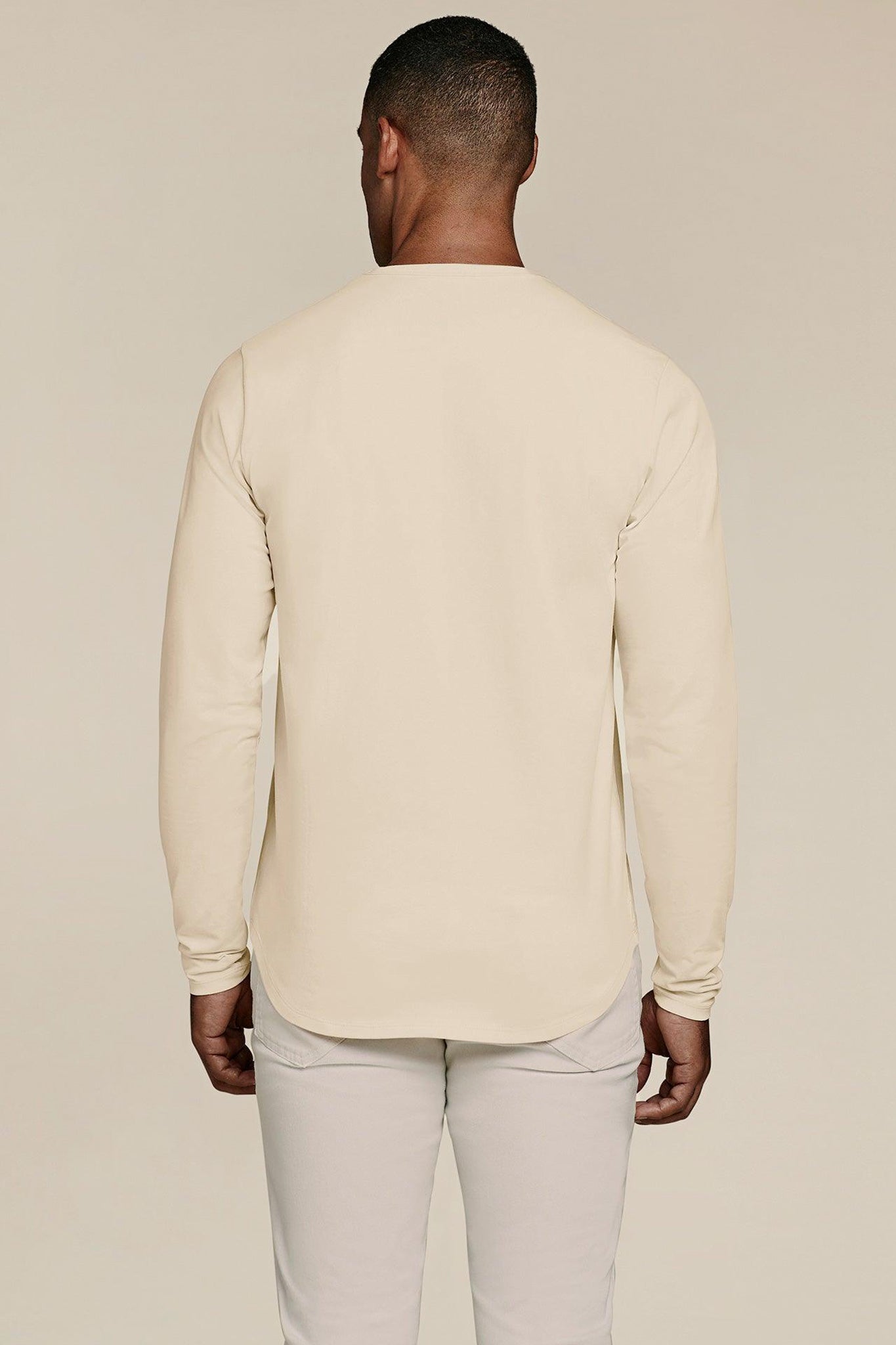Long Sleeve Curved Hem T-Shirt | Bone