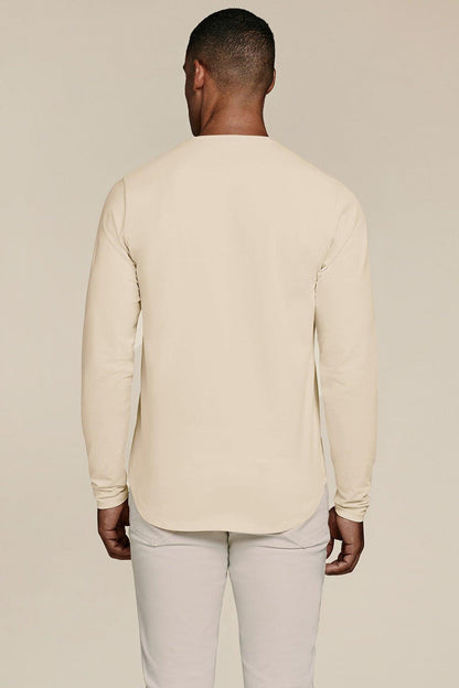 Long Sleeve Curved Hem T-Shirt | Bone