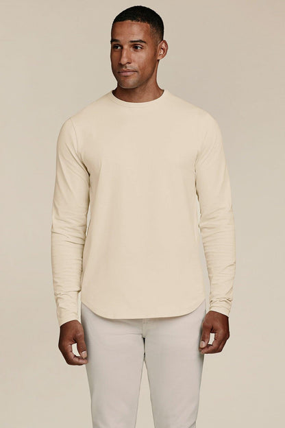 Long Sleeve Curved Hem T-Shirt | Bone
