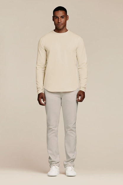 Long Sleeve Curved Hem T-Shirt | Bone