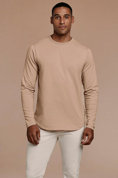 Long Sleeve Curved Hem T-Shirt