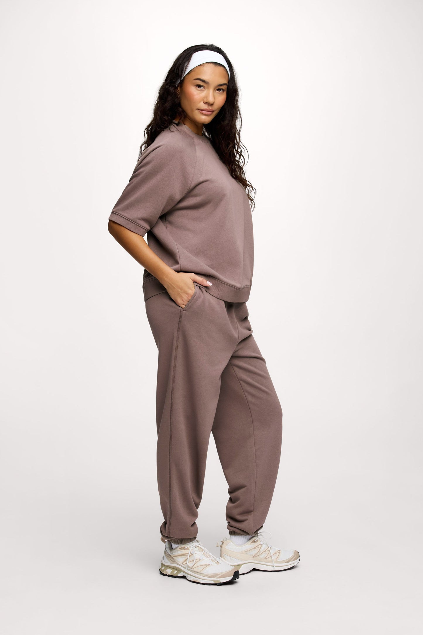 French Terry Short Sleeve Sweatshirt | Cocoa