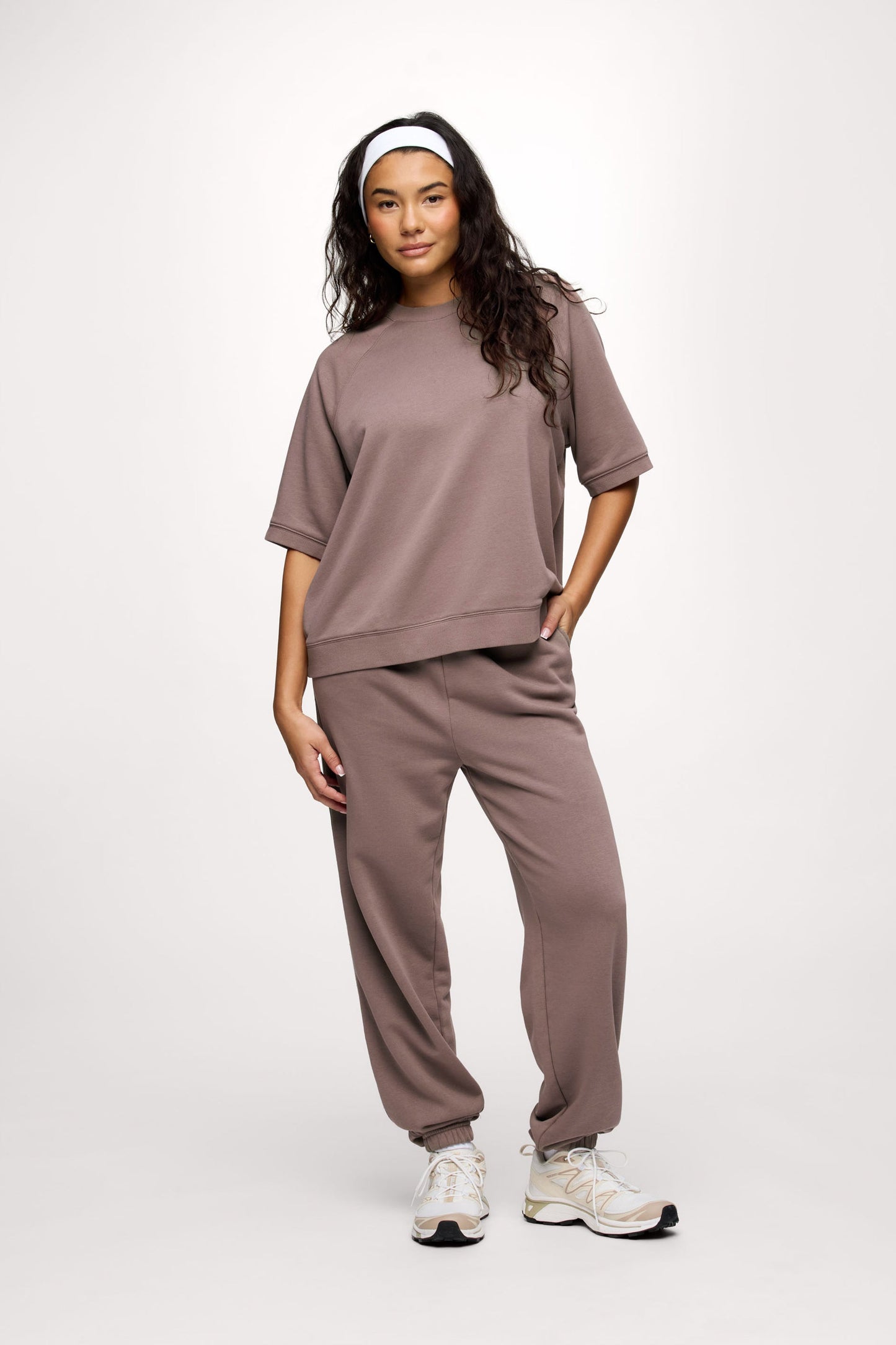 French Terry Short Sleeve Sweatshirt | Cocoa