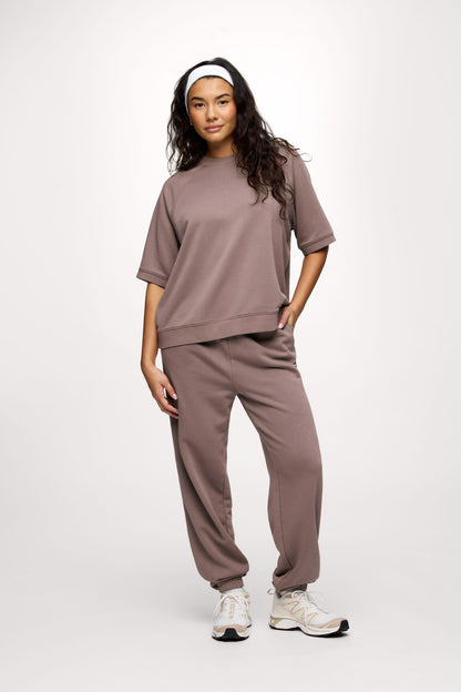 French Terry Short Sleeve Sweatshirt | Cocoa