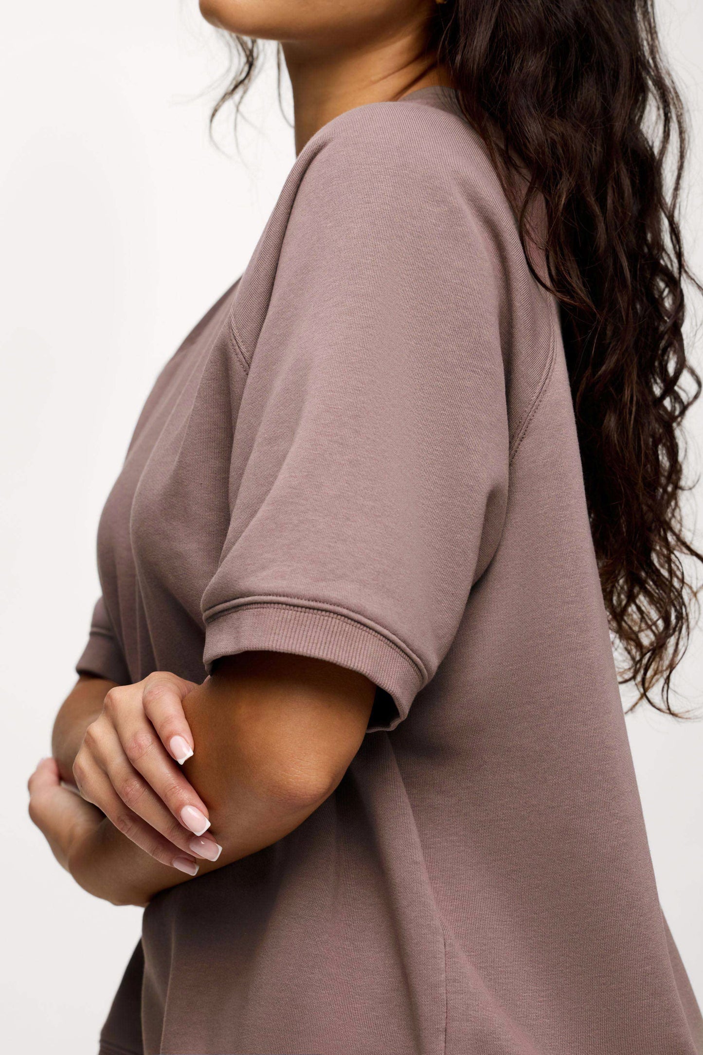 French Terry Short Sleeve Sweatshirt | Cocoa