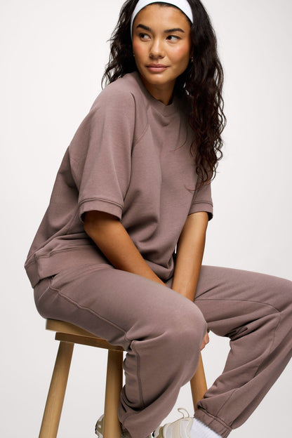 French Terry Short Sleeve Sweatshirt | Cocoa