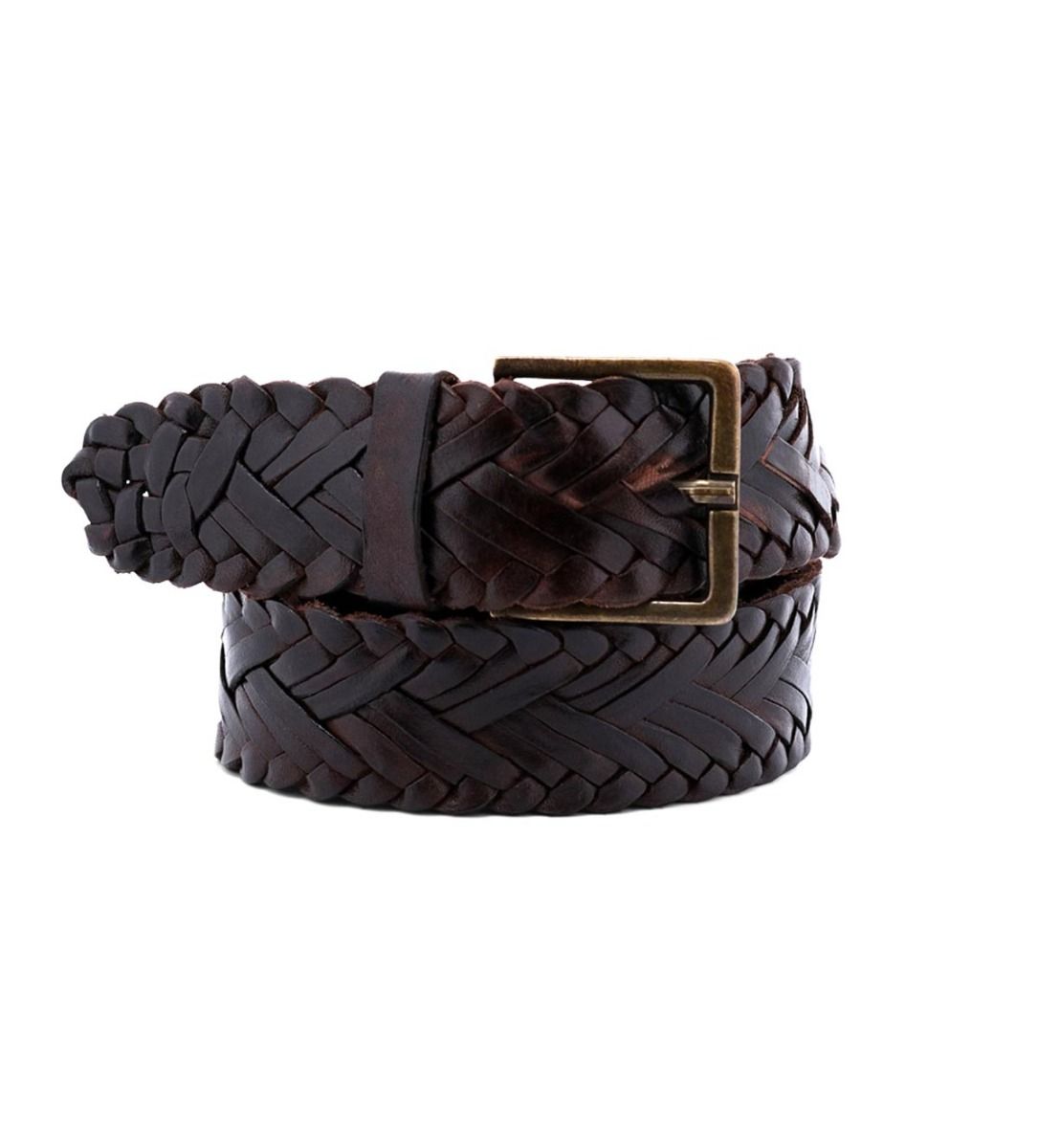 BedStu Proem Leather Belt, Teak Lux