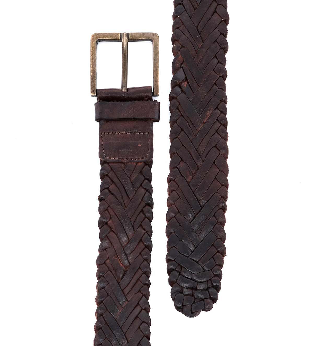 BedStu Proem Leather Belt, Teak Lux