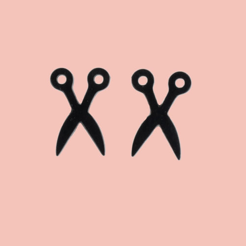 Cut It Out Scissor Stud Earrings - Black