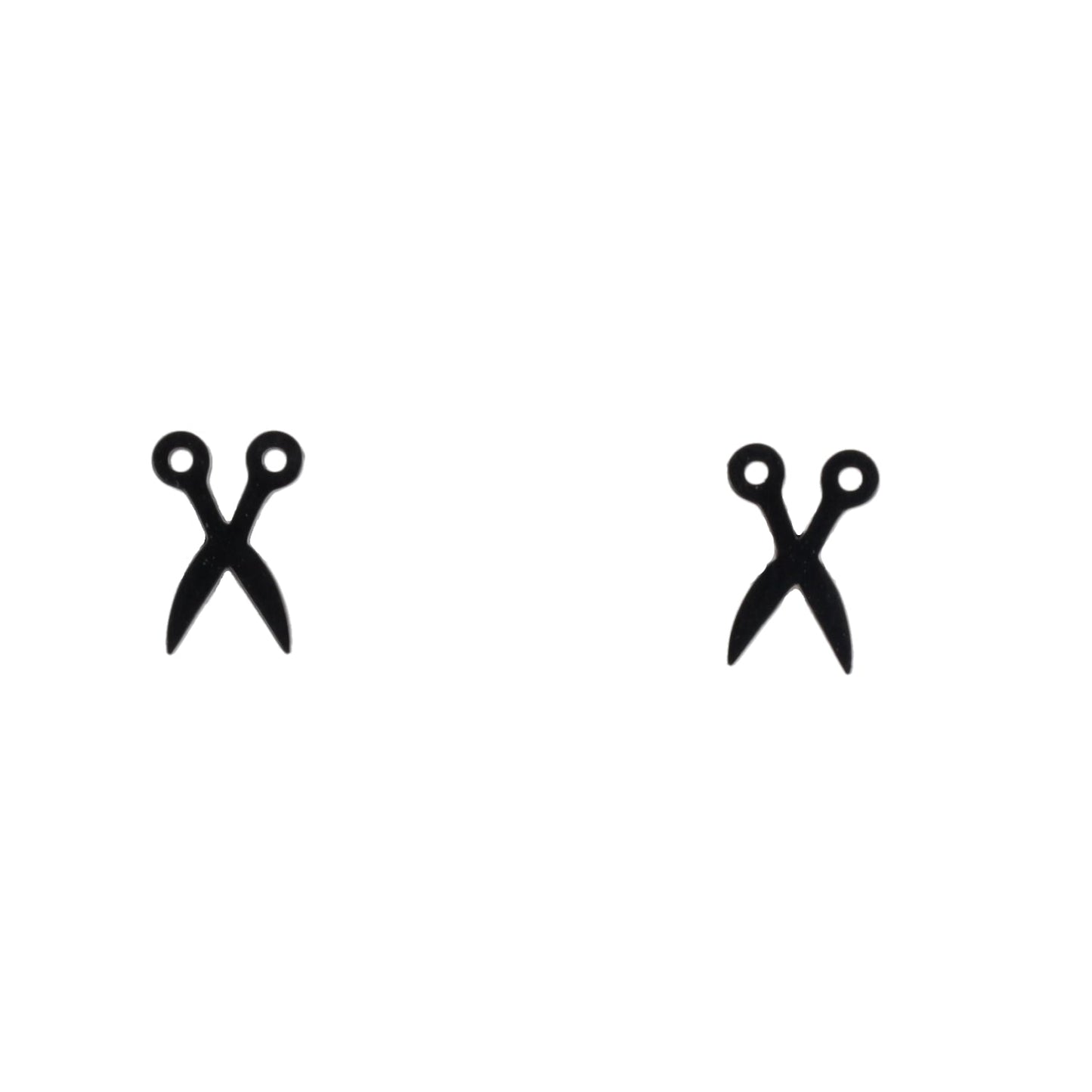 Cut It Out Scissor Stud Earrings - Black