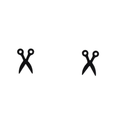 Cut It Out Scissor Stud Earrings - Black