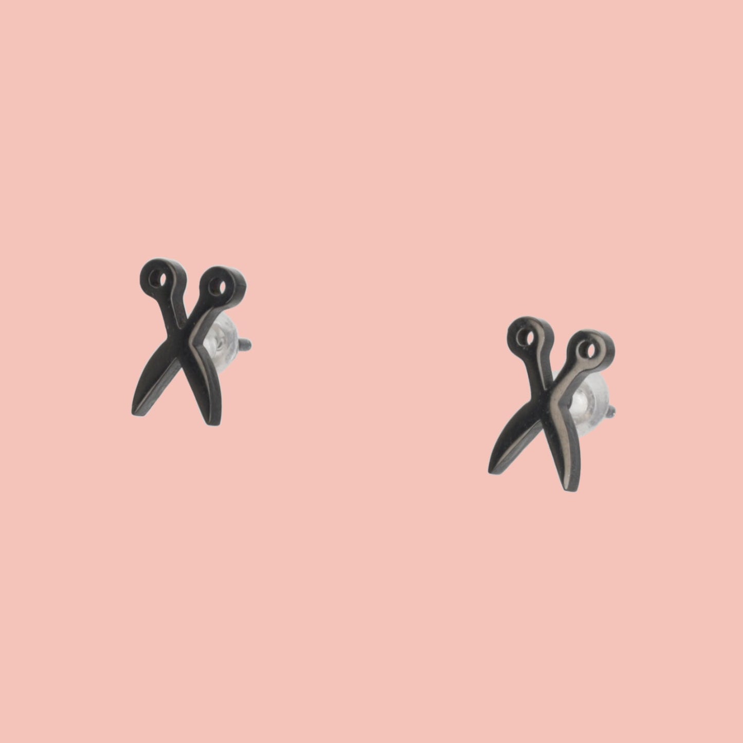 Cut It Out Scissor Stud Earrings - Black