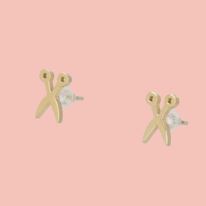 Cut It Out Scissor Stud Earrings - Gold Plated